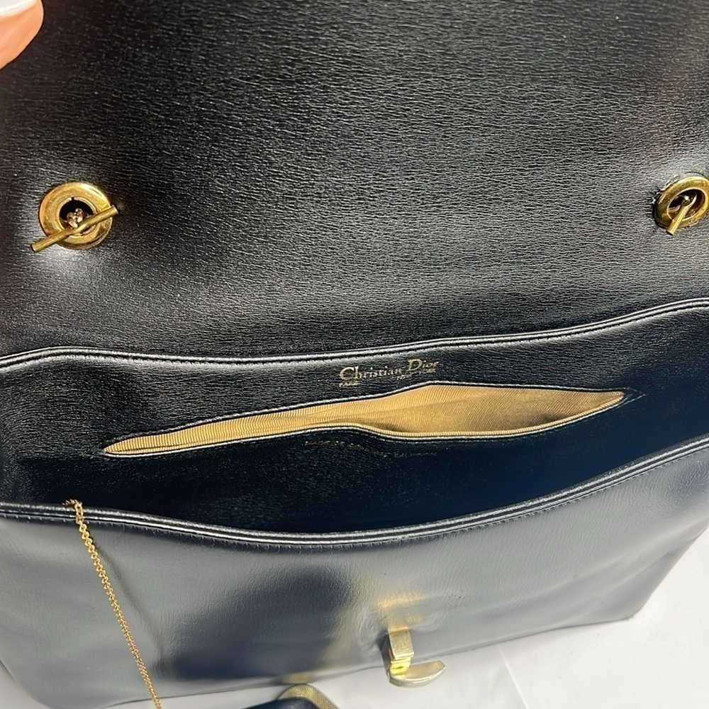 Christian Dior Black Leather Vintage Handbag Crossbody Bag - Picture 12 of 16